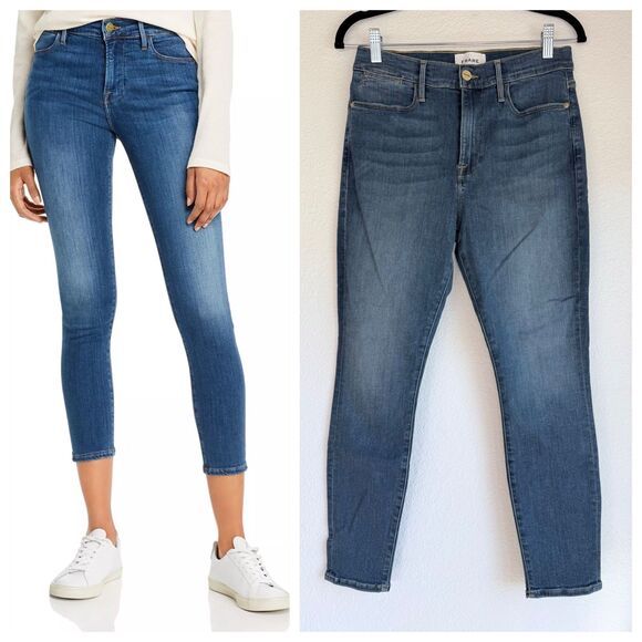NEW FRAME Women's Le High Skinny Crop High Rise Skinny Jeans in Sulham Wash 28